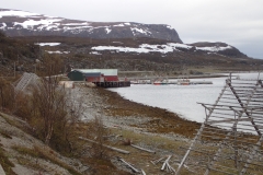 kleiner Fischerhafen an der Küstenstraße am Fjord