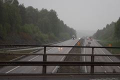 Autobahn E6 Malmö - Oslo im Regen