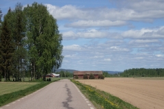 die flache Ebene im Flußtal und am Horizont die Berge